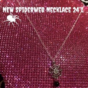 Spider Necklace Sterling Silver 925 Black Jewelry Spiderweb emo egirl gothic Y2K